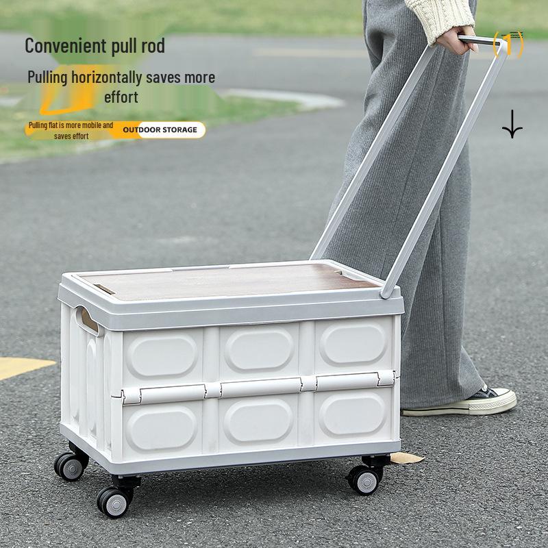 Складной ящик для хранения в багажник автомобиля с деревянной крышкой для кемпинга и пикника