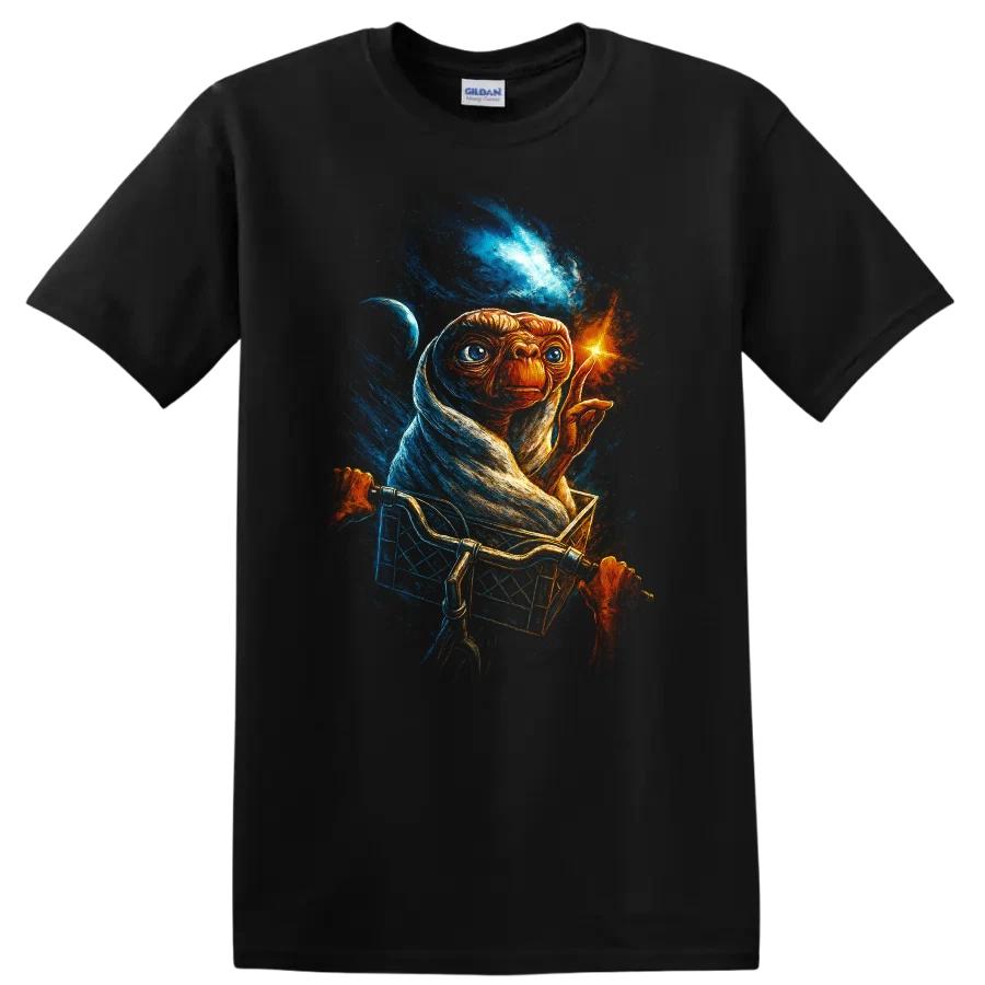 ET Alien Bike Glow Space Movie T Shirt Retro Sci Fi Fan Art Tee