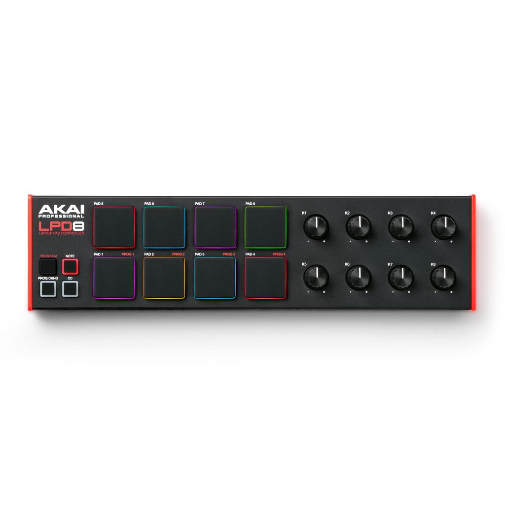 Контроллер Akai Professional USB MIDI Pad, MPC Drum Pad x 8, назначаемые ручки x 8, в комплекте программное обеспечение для создания музыки, совместимость с ПК LPD8