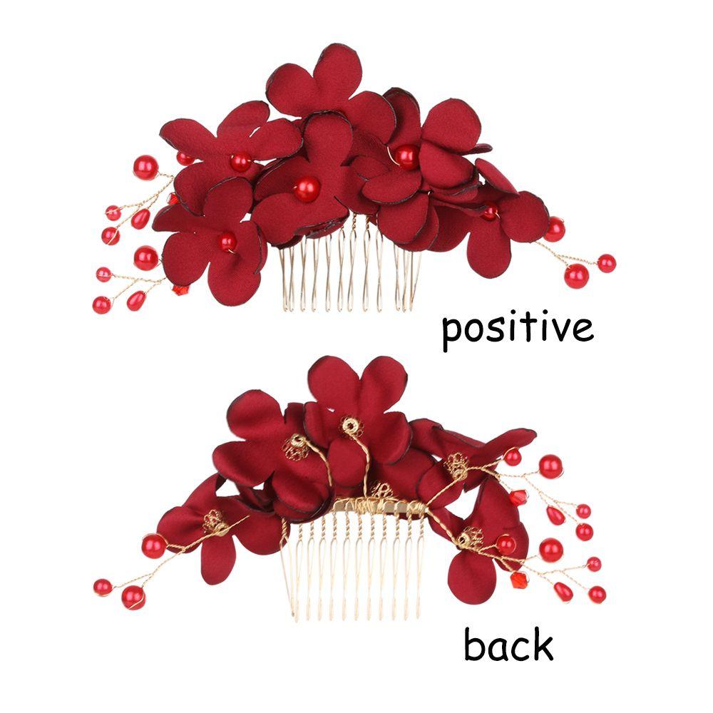 Романтические Свадебные Хрустальные Гребни для Волос Тиара Подружки Невесты Красный Цветок Заколка для Волос Свадебные Зажимы
