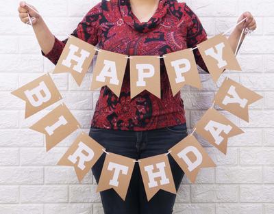 Inkdotpot Готовые к подвешиванию гирлянды «С днем рождения» из деревенской крафт-бумаги, предварительно натянутые на детский день рождения, украшения, гирлянды, баннеры, флаги, вечеринка