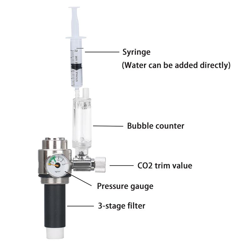 Aquarium CO2 Generator 1L 2L Fish Tank CO2 Cylinder Generator System Stainless Steel Water Injection Bubble Meter Aquatic Plant