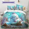 Snowman and Marine Animals  Pattern Bedding Quilt Set  Home Decoration  Gift (1 * duvet cover + 2 * pillowcase, without core)