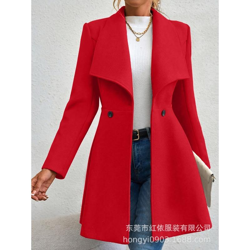 JKASHDK Женские модные повседневные однотонные куртки и пальто с воротником-поло на осень-зиму с длинным рукавом и принтом