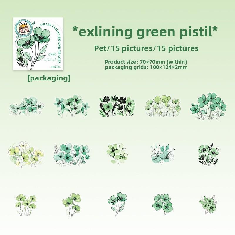 15pcs Flower Sticker Decorative Scrapbooking Junk Journaling DIY Card Making Scrapbook Materials Craft Daily Planner