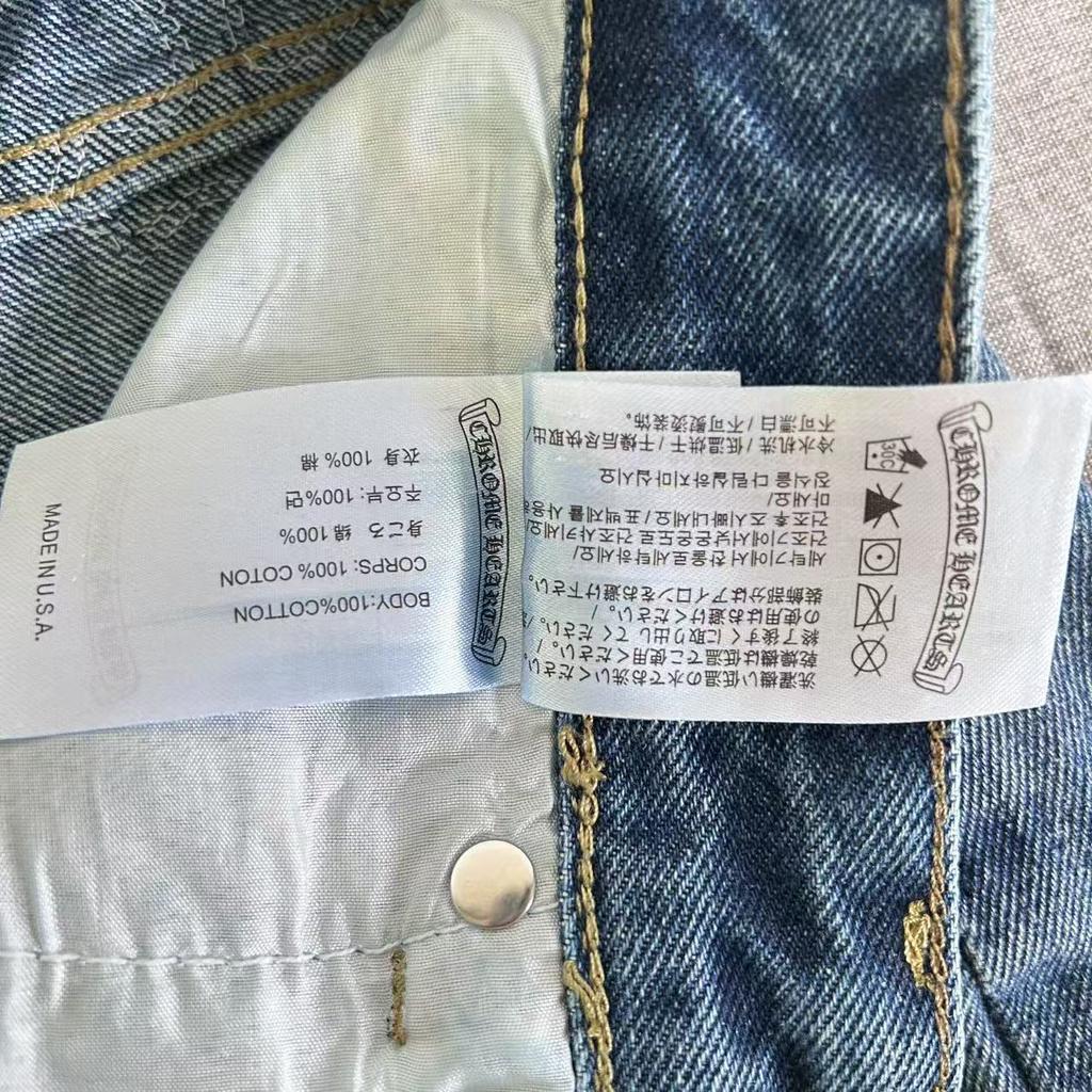 99150 CHROME HEARTS Мужские и женские модные джинсы в американском стиле с тканевыми нашивками, вышивкой, повседневные и модные уличные брюки