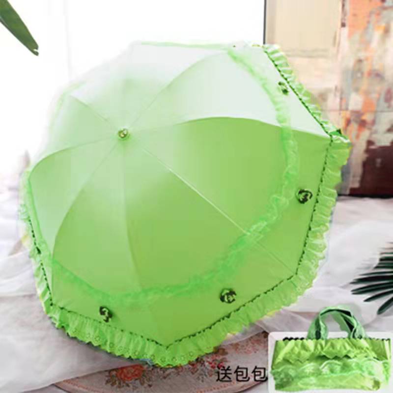 Солнцезащитный кружевной зонтик от дождя, женский солнцезащитный крем, корейский тройной складной зонт, УФ-прозрачный ветрозащитный зонт принцессы, украшение, омбрелло, подарок