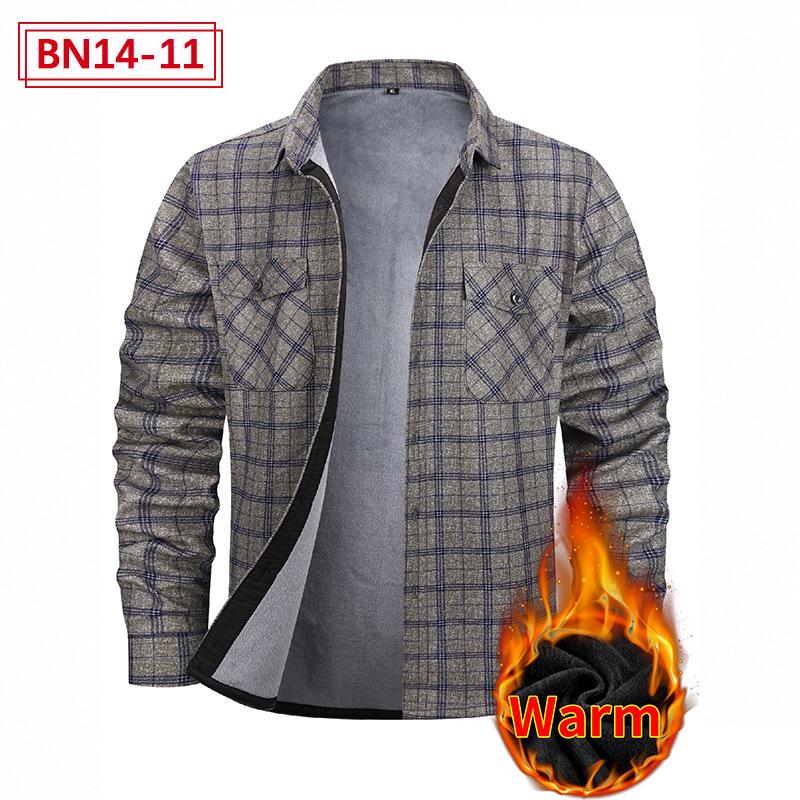 Мужская европейская и американская рубашка Plus Velvet Thick warm с длинным рукавом: Осень зима