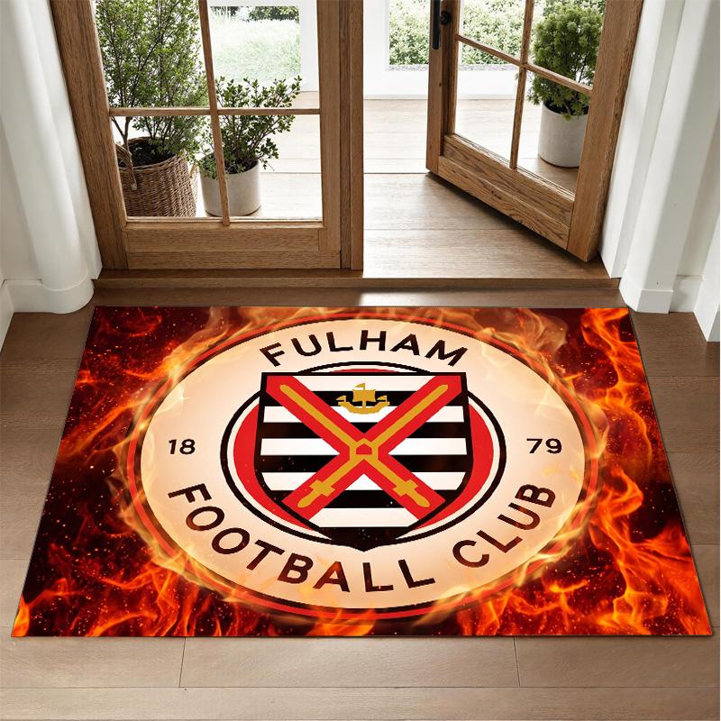 Fulham Football Design Crystal Velvet Rug Soft Decorative Mat for Bedroom Entrance