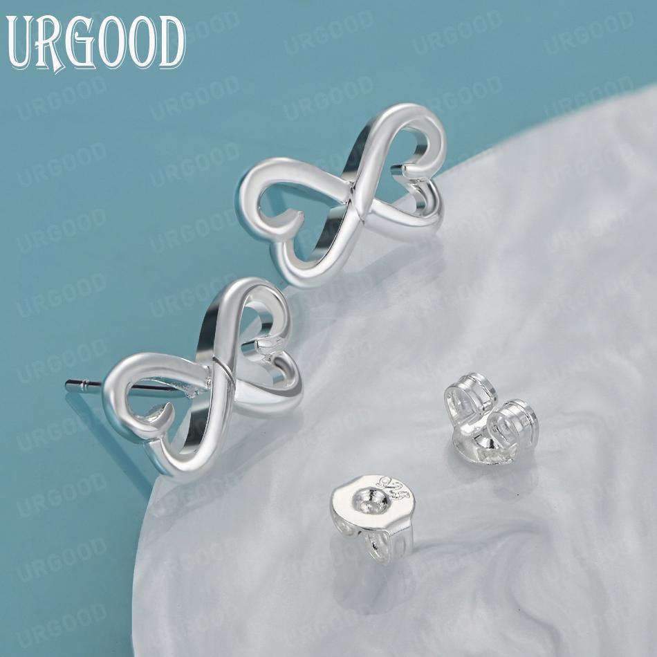 925 Sterling Silver Wedding Jewelry Heart Shape Fashion Piercing Earrings
