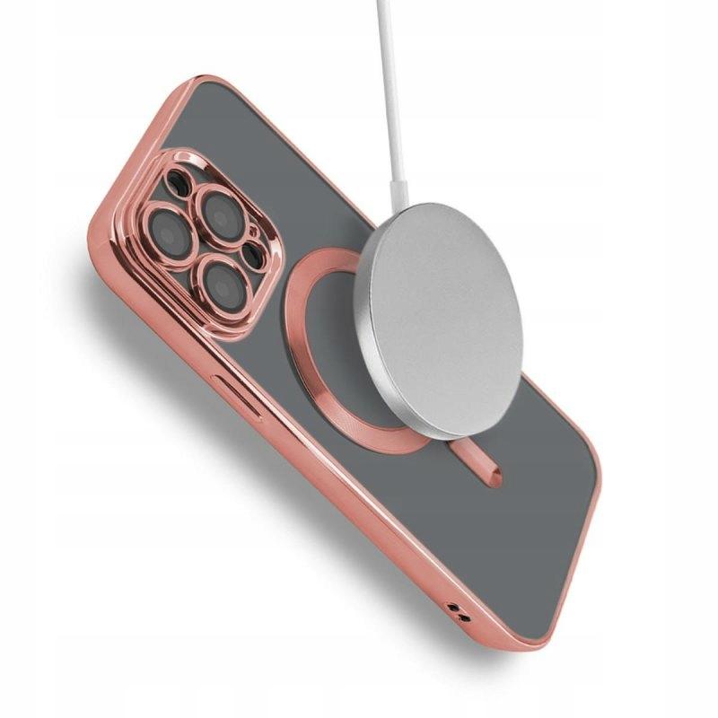Case for iPhone 14 Pro Magsafe Magshine Reinforced Case Pink + Glass