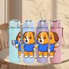 1PC Blue Puppy Dog Cartoon 750ml Color Plastic Sports Water Bottle Leakproof Flip Straw Lid Suitable for Sports Office Home Use