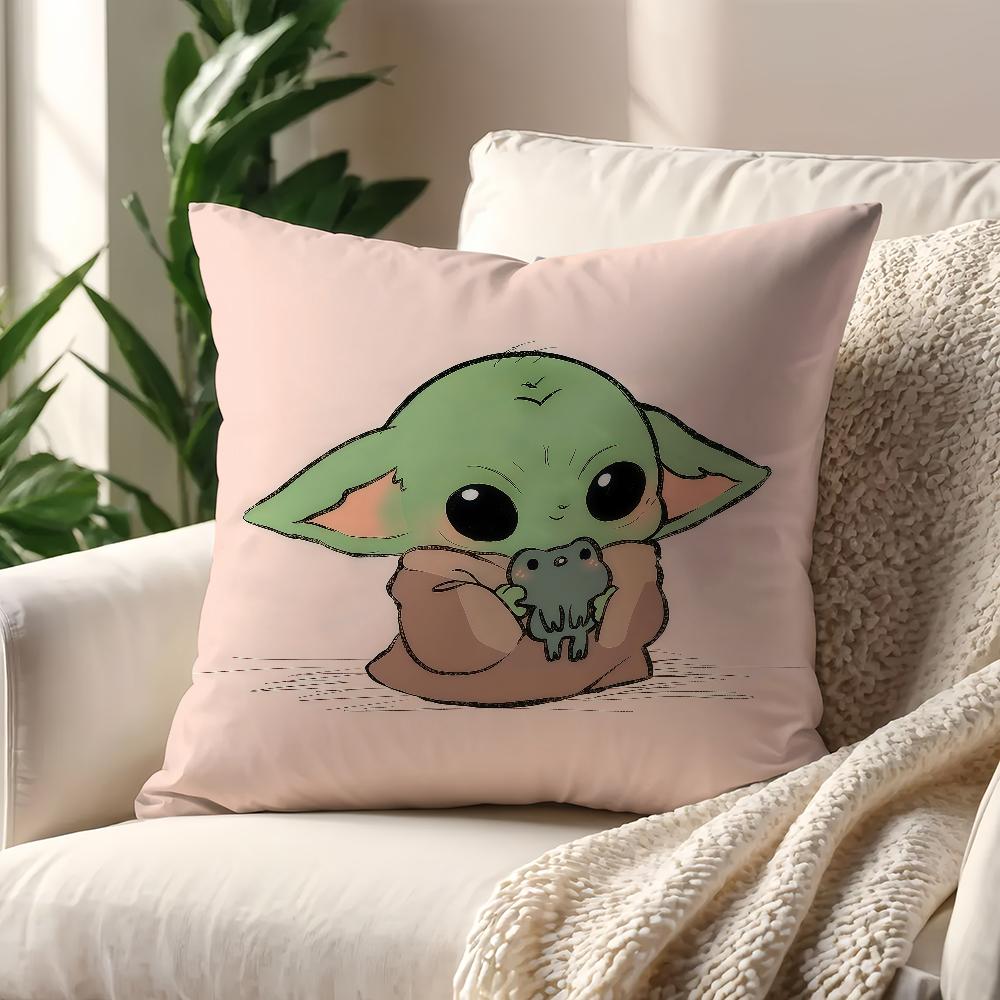 SStar Wars GGrogu Baby Yoda Kawaii Pink cushion coverFor Pillow Printing Sofa Decoration Home Car Room Office NordicSimplicity