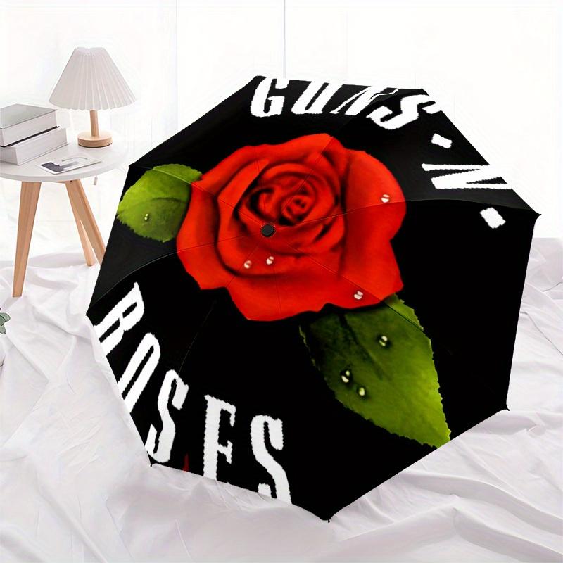 1pc Guns N Roses Automatic Umbrella Durable Iron Frame & Plastic Handle, Gift for Men & Women, Sturdy Construction,Playful Design y250826169
