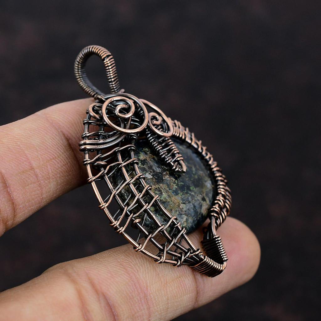 Kyanite Gemstone Pendant Copper Wire Wrapped Pendant Decent Pendant Kyanite Copper Jewelry Handmade Pendant Wire Design Jewelry Gift For Him