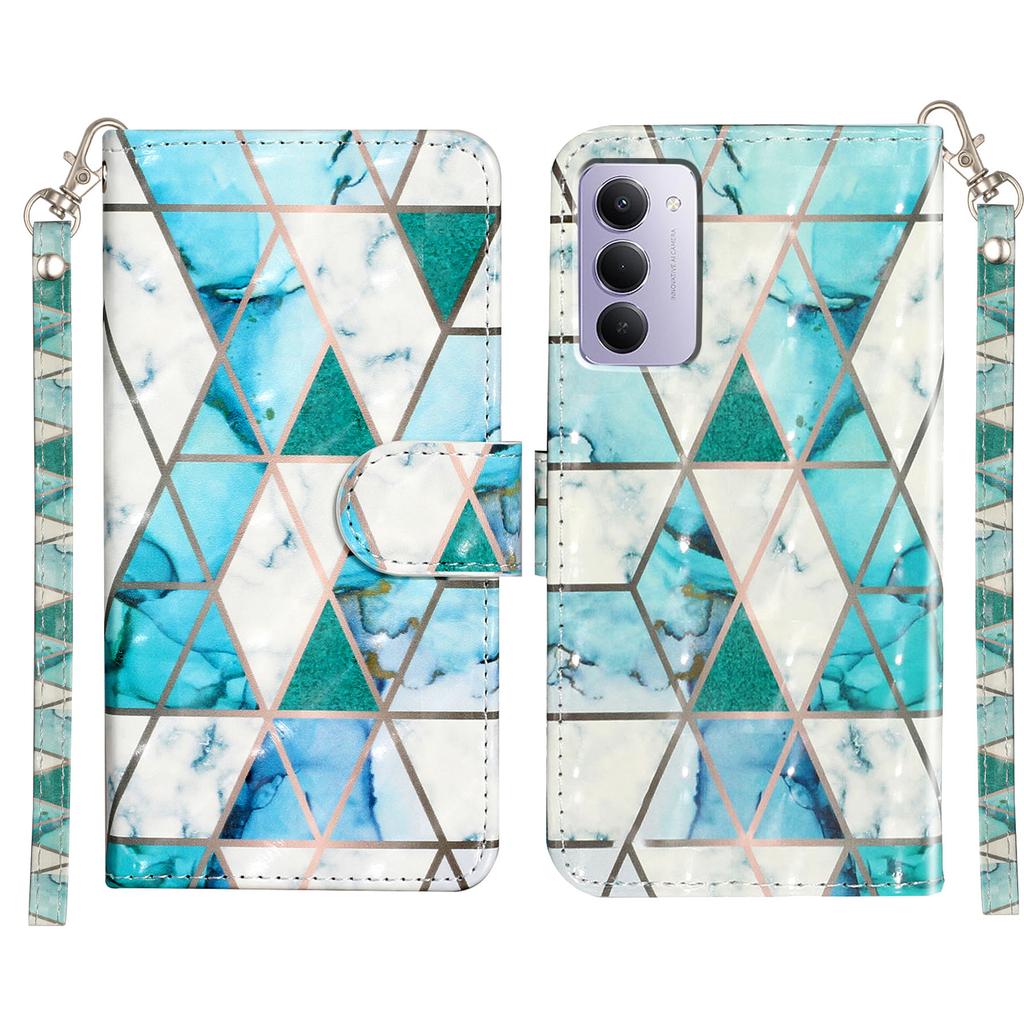 Для Xiaomi Redmi 15 5G (США) (171 мм)/Xiaomi Redmi 15 4G (США) (171 мм) Чехол-кошелек из кожи с 3D-печатью и ремешком