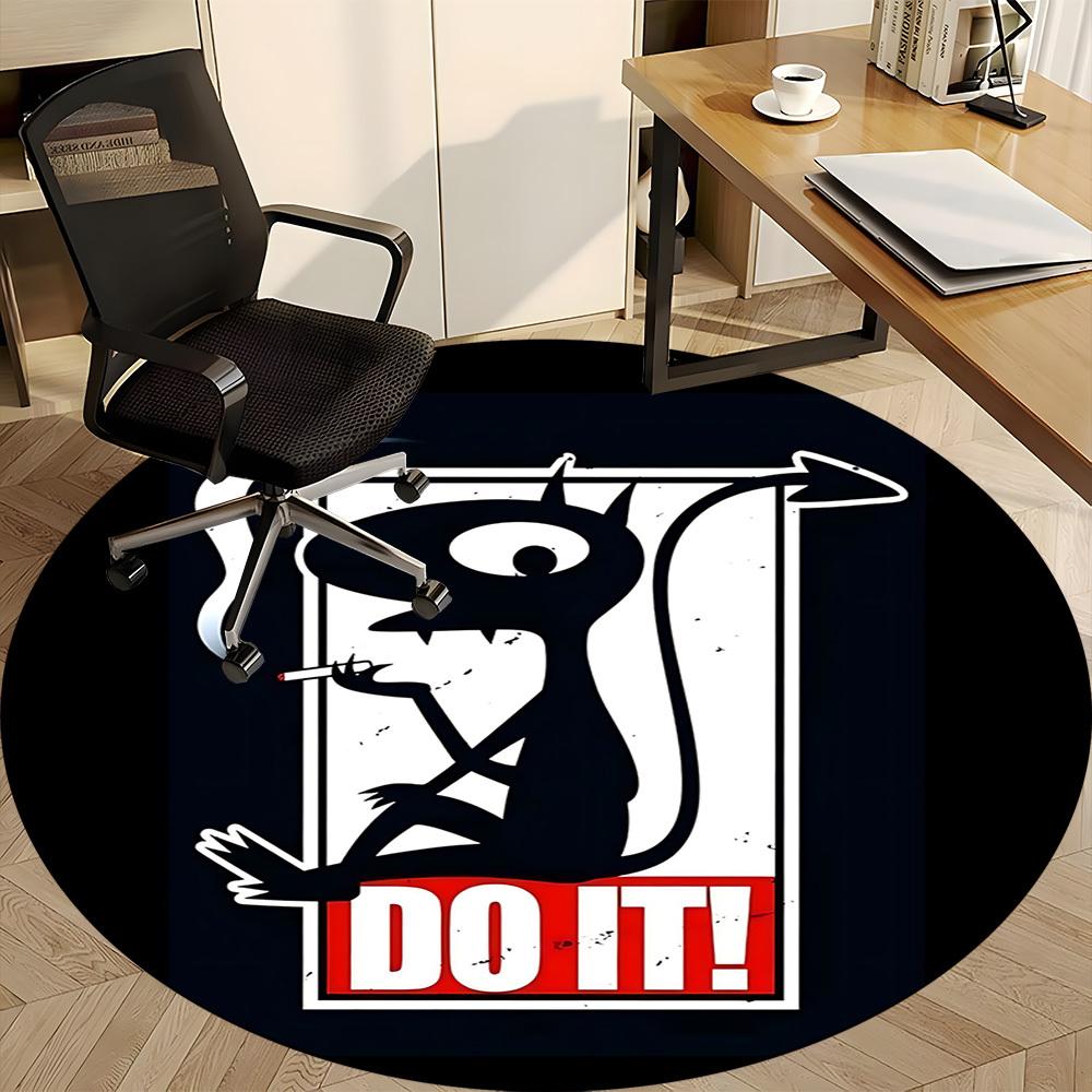1pc Devil Smoke Office Round Area Rug, Mat Suitable For Office, Under Office Chairs Bedroom Living Room Home Decor, Room Deco