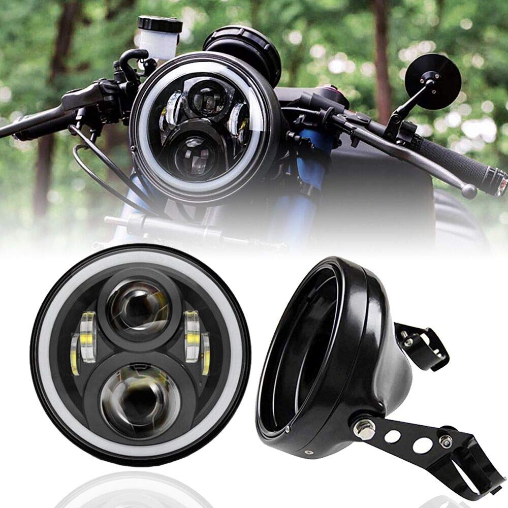 Светодиодные фары Samman с ДХО (дневными ходовыми огнями) и поворотниками с белым 7-дюймовым корпусом, функция, переключение ближнего/дальнего света, огни/белые сигналы/янтарные кольца,