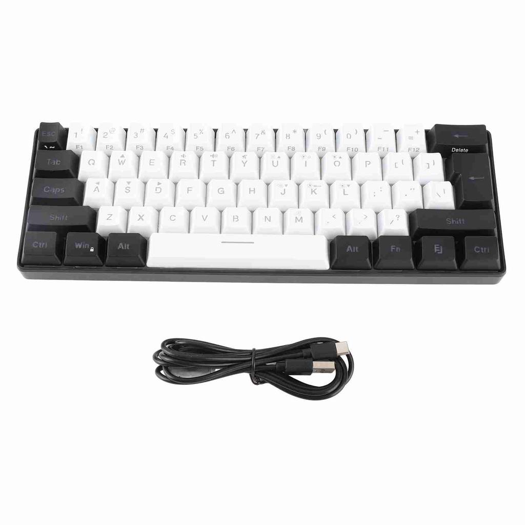 Gaming Keyboard USB 61 Keys RGB Backlit Ergonomic Contrast Color ABS Keycaps Wired Keyboard for Desktop Laptop Travel