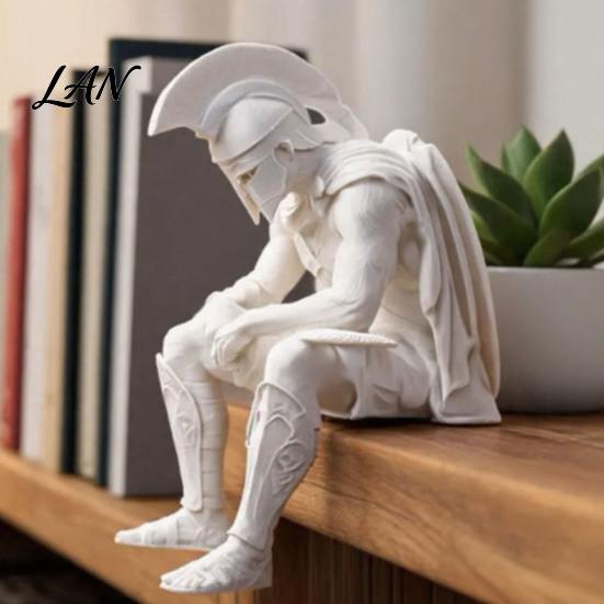 Living Room Table Decor Sitting Roman Centurion Statue, Shelf Sitter Soldier Figurine, Unique Personalized Gifts Ancient Armored Warrior Ornament for