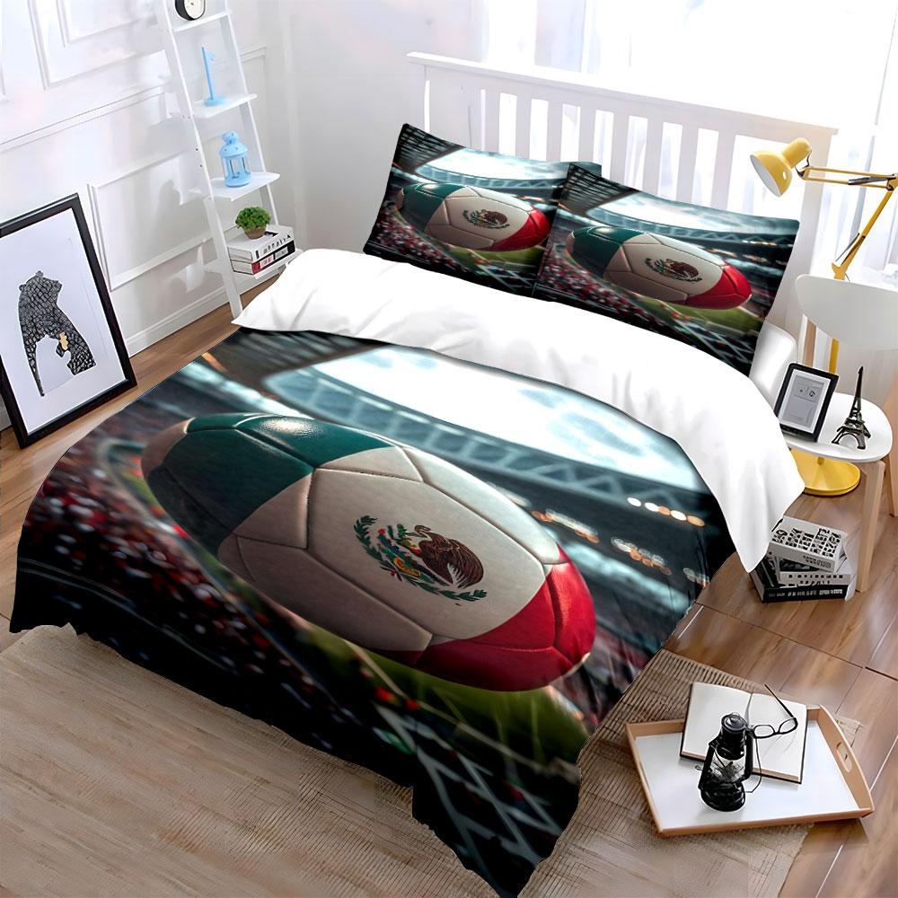 Mexican-themed soccer ball. Bedding sets Duvet cover sets Duvet covers Pillowcases(1*Duvet Cover 2*Pillowcases without duvet insert)