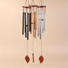 1Pc 6 Tubes Aluminum Pipe Wind Chimes With Hook And Wooden Leaf Hanging Tag Balcony Corridor Decoration Birthday Gift