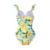 Европейский и американский цельный купальник-платье 2024: Облегающий топ с воланами для контроля живота, стройнящий и сексуальный, с запахом, для женщин