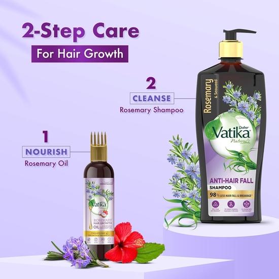 Dabur Шампунь против выпадения волос Vatika Rosemary & Seaweed - 640 мл | Уменьшает выпадение волос | Стимулирует рост и густоту волос | Создано совместно с дерматологом