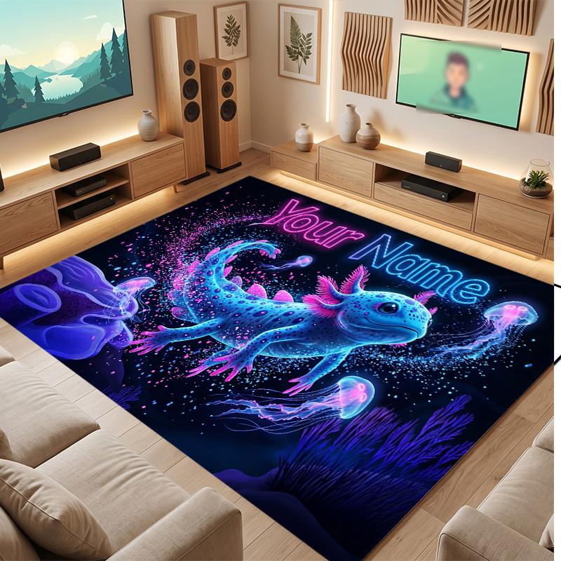 Fantasy Magic Theme Soft Crystal Velvet Rug Custom Name & Text Print Non Slip Floor Rug for Bedroom Living Room
