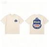 2026 New Rhude Short Sleeved Retro Label Printed Short Sleeved Tshirt Loose Casual Highquality Mens Clothing
