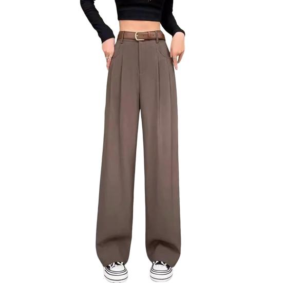 Женские длинные брюки с застежкой-молнией на пуговицы, высокая талия, офисные женские брюки с карманами, однотонные, прямые