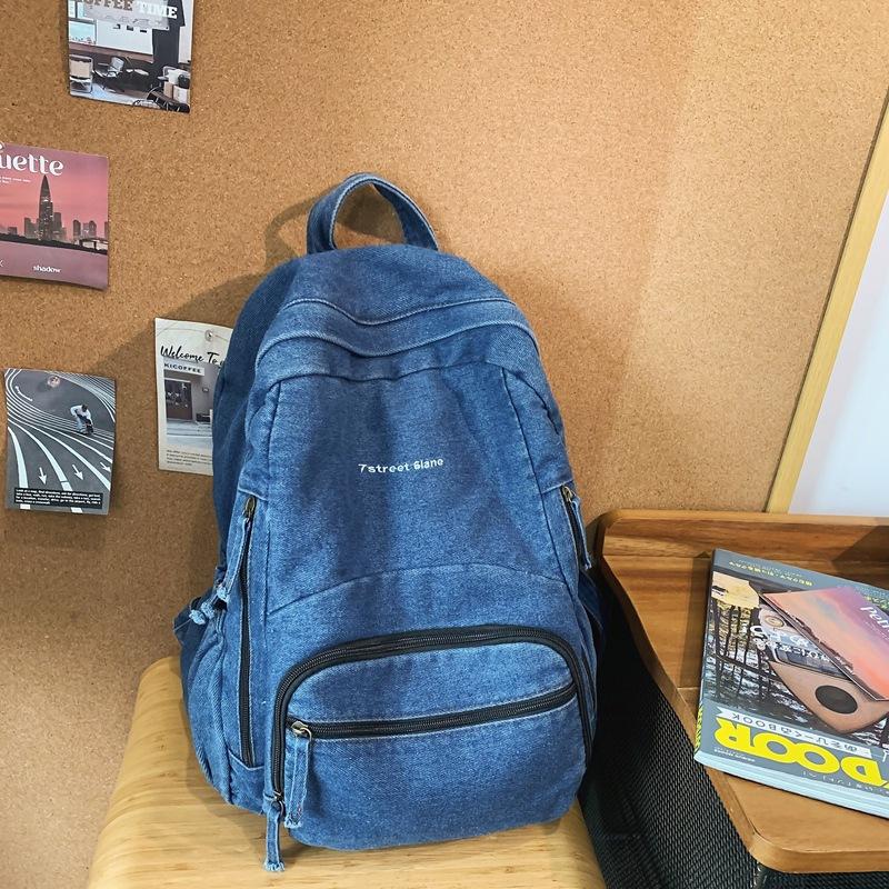 Повседневный классный школьный рюкзак из денима большой вместимости, женский новый модный универсальный рюкзак