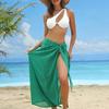 Женская пляжная юбка на шнуровке, однотонная, прозрачная, тонкая, быстросохнущая, струящаяся, солнцезащитная, бикини-накидка