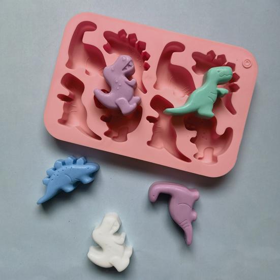 Dinosaur Silicone Mold Ice Cube Tray Flexible Fondant Chocolate Candy Mold Biscuit Cake Candle Soap Mold Easy Release Pastry DIY Tools