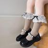 Lolita Princess White Lace Socks Children Spring Autumn Cotton Socks Korean Girl Bow Long Socks Solid Color Kids Knit Stockings