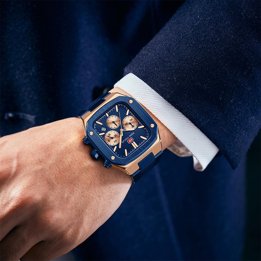 Top Luxury With Box MINI FOCUS Watch Square Men's Watch Waterproof Marine Watch Multifunctional Steel Belt Men's Quartz Watches