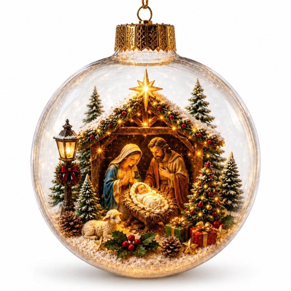 Acrylic Light-Up Christmas Ball Ornament Transparent LED Christmas Tree Globe Decor New Year