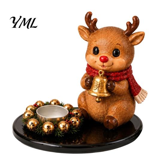 Tabletop Holiday Centerpiece Christmas Candle Holder, Cute Santa Claus/Snowman/Elf Boy/Gingerbread Tealight Resin Winter Mantel Ornament Candlestick