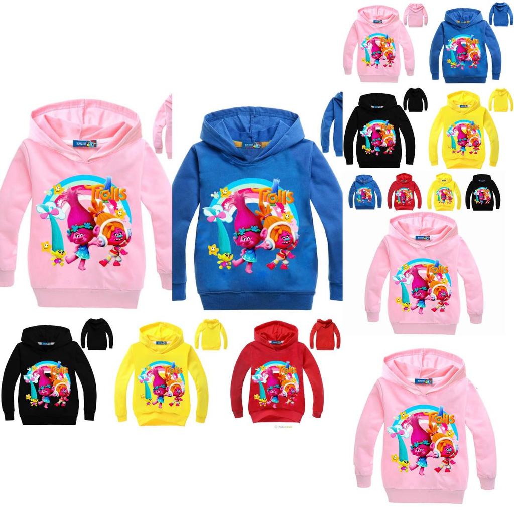 Kids Trolls Print Hoodie Cotton Pullovers Coat Jacket Gift Yrs