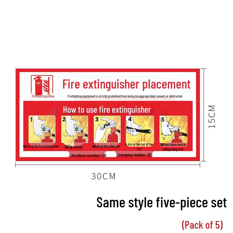 Fire Safety Instruction Sign Sticker Set