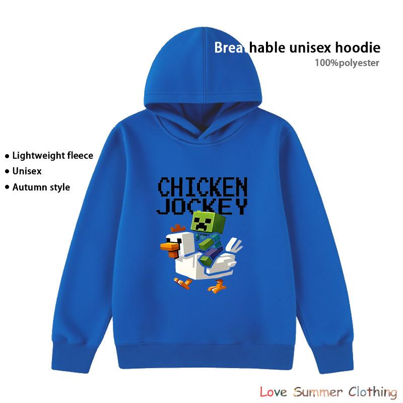 Худи Minecraft Chicken Jockey для мальчиков и девочек 4-14 лет, HD-принт, 100% полиэстер, геймерский пуловер, повседневная детская толстовка, осенняя коллекция, множество цветов, оптовая скидка.