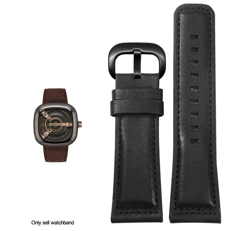 Ремешок для часов Sevenfriday S2 / P3 / m2 Ltalian из натуральной кожи, мужской коричневый, черный, красный, зеленый ремешок для часов 28 мм