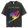 FAIRY TAIL Anime Unisexga Peripherals Tshirt Natsu Lucy Happy Gray Graphic Print Washed Vintage Short Sleeve Unisex Women Cotton Tee