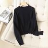 Весна 2025 Женский минималистичный однотонный трикотажный пуловер с длинным рукавом