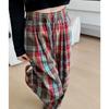 Retro Red Plaid Pants Women's Spring and Autumn New Loose and Thin Wide-leg Pants