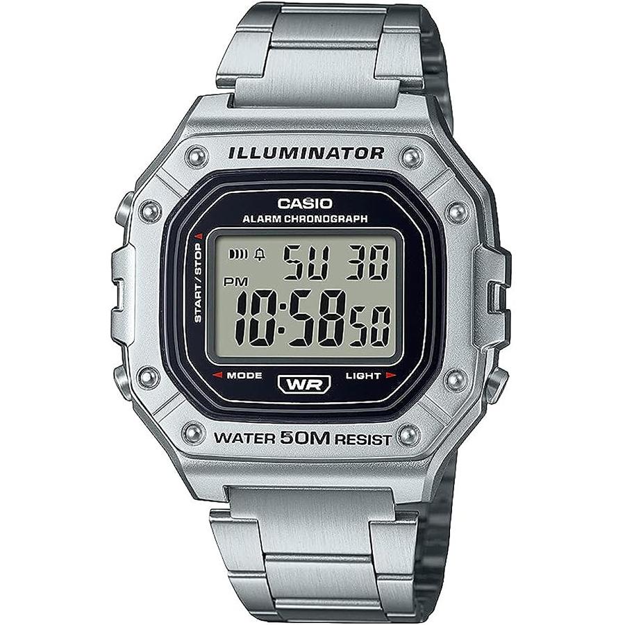 Casio Ремешок из нержавеющей стали Мужские кварцевые часы W-218HD-1A