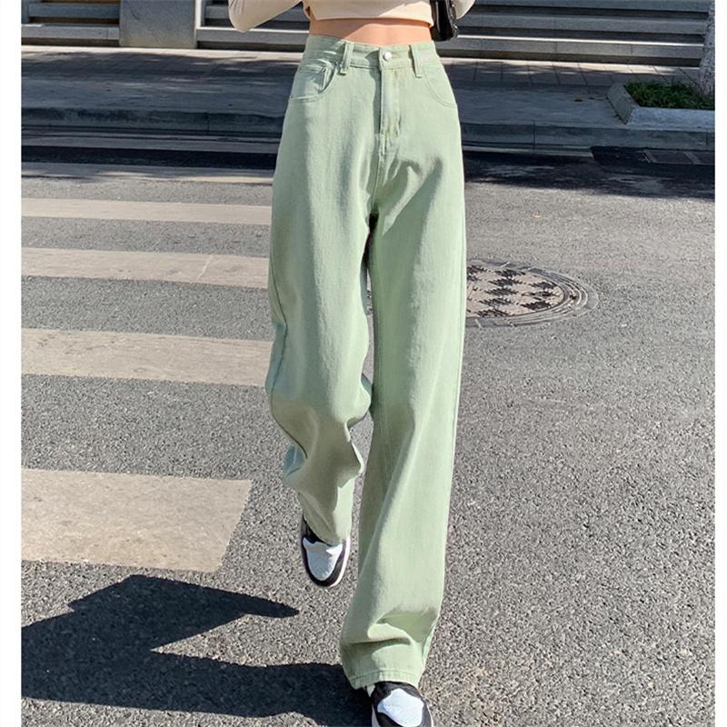 Spring 2022 Womens Fashion High Waist Wide Leg Baggy Jeans Straight Long Denim Pants Casual Streetwear Mom Jeans Trousers for Women