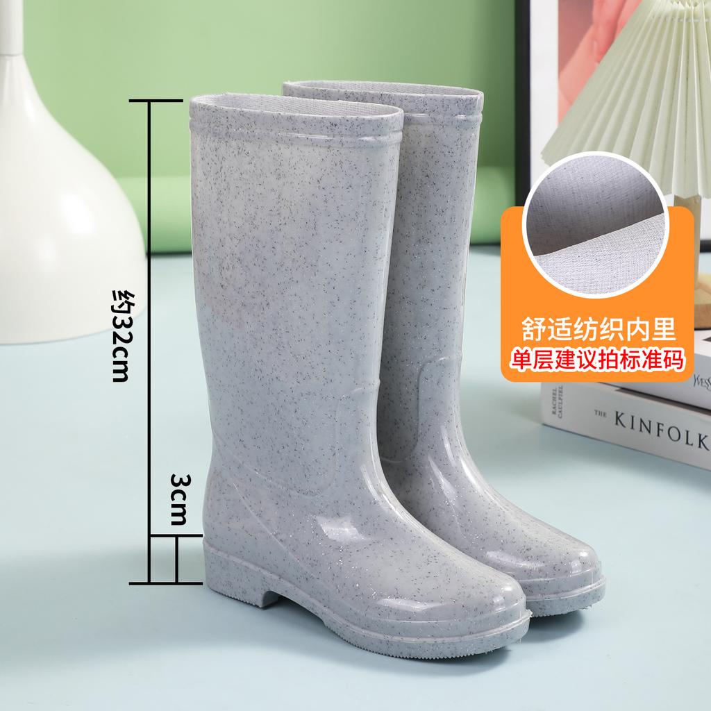 High tube agricultural women's rain shoes medium tube beef tendon sole wear-resistant long tube rain boots kitchen oil-proof acid