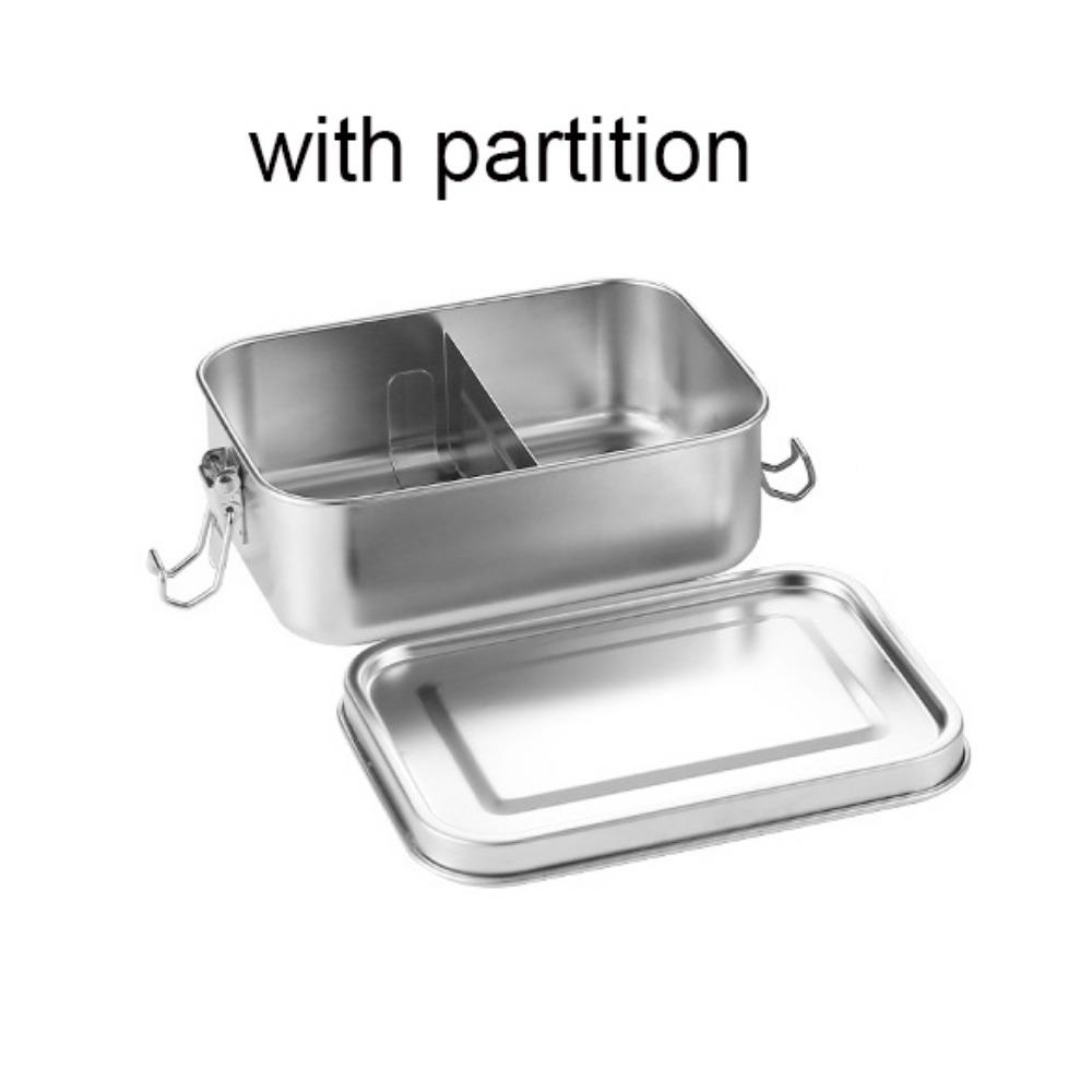 Rectangular 304 Stainless Steel Lunch Box Removable Partitions Food Storage Box  Canteen