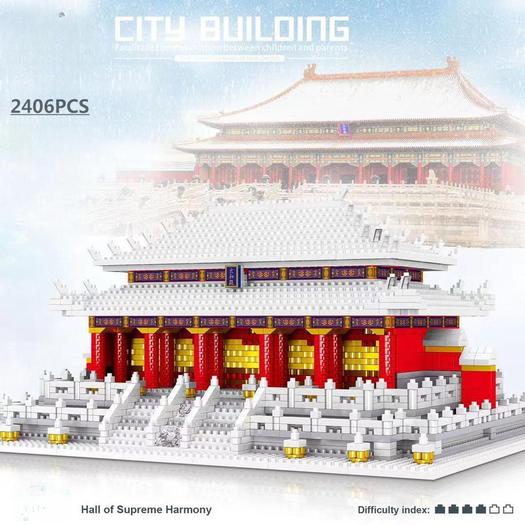 LEZI 2400 шт. Мини-блоки китайской архитектуры Снег Зал Высшей Гармонии Замок Строительные кирпичи Детская игрушка для детей 8050